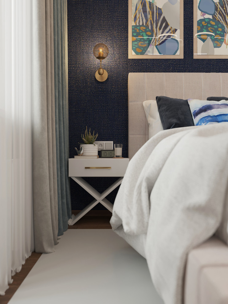 Квартира в оттенках синего для семейной пары