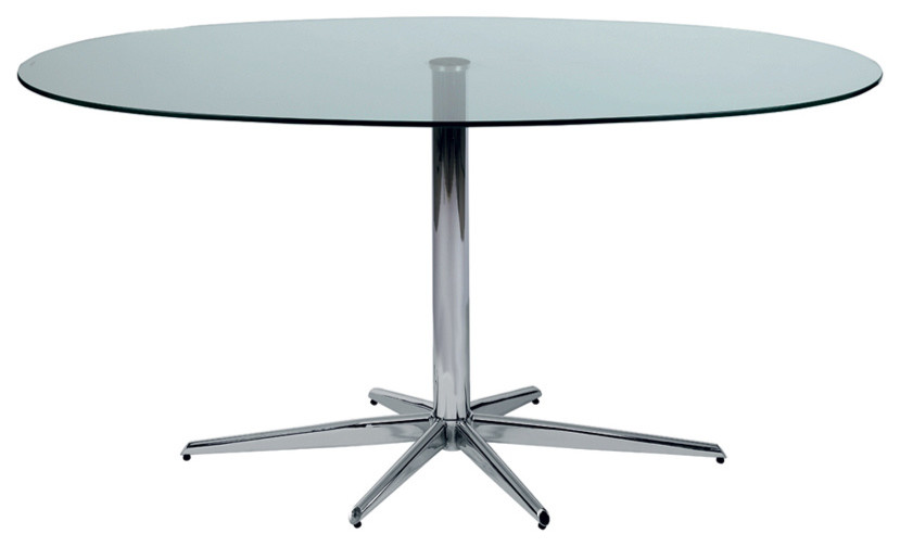Stellar base glass dining table clear