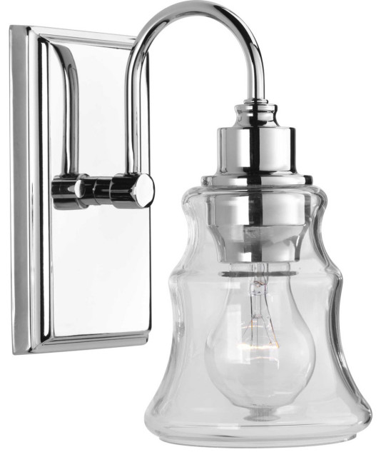 Maritime 1 Light Bathroom Vanity Light, Polished Chrome Transitional