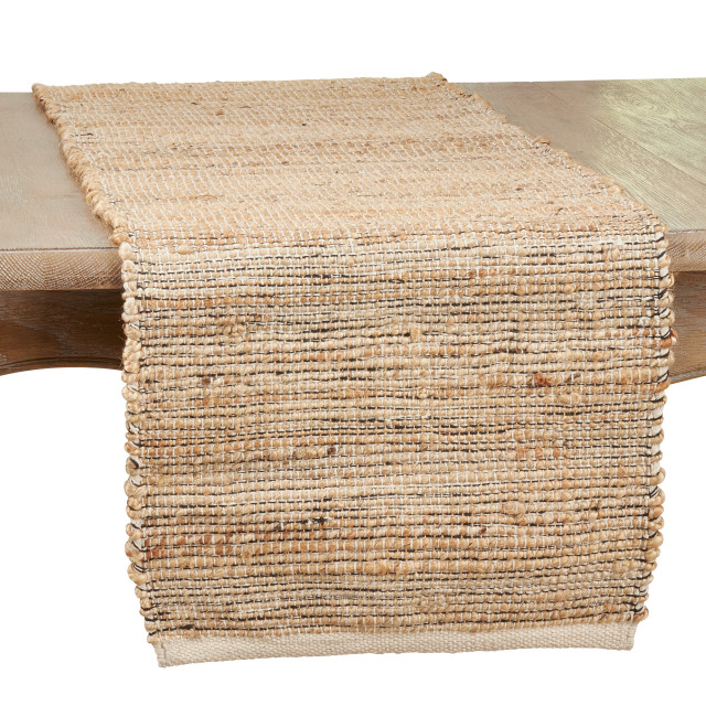 Chindi Table Runner, Natural, 16"x72", 16"x72" Beach Style Table