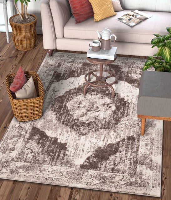Well Woven Sydney Berkshire Modern Distressed Natural Medallion Well Woven Sydney Berkshire Modern