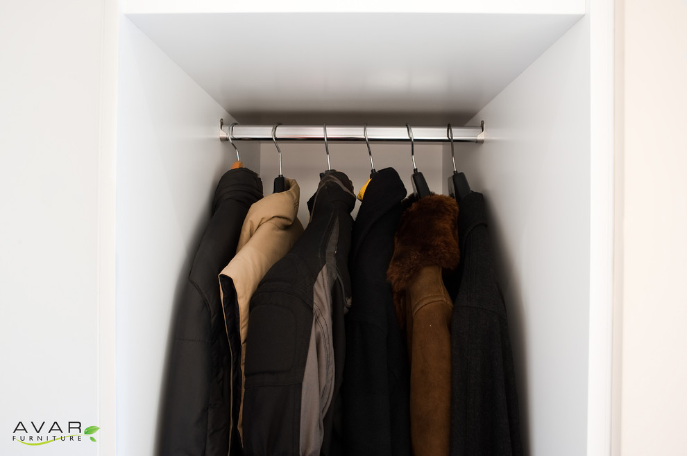 This is an example of a contemporary storage and wardrobe in London.