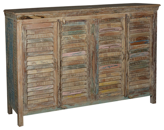 Reclaimed Wood Furniture Rustic Shutter Doors Buffet Sideboard