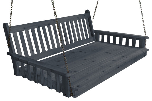 Cedar Traditional English Swingbed, Charcoal Stain, 5 Foot