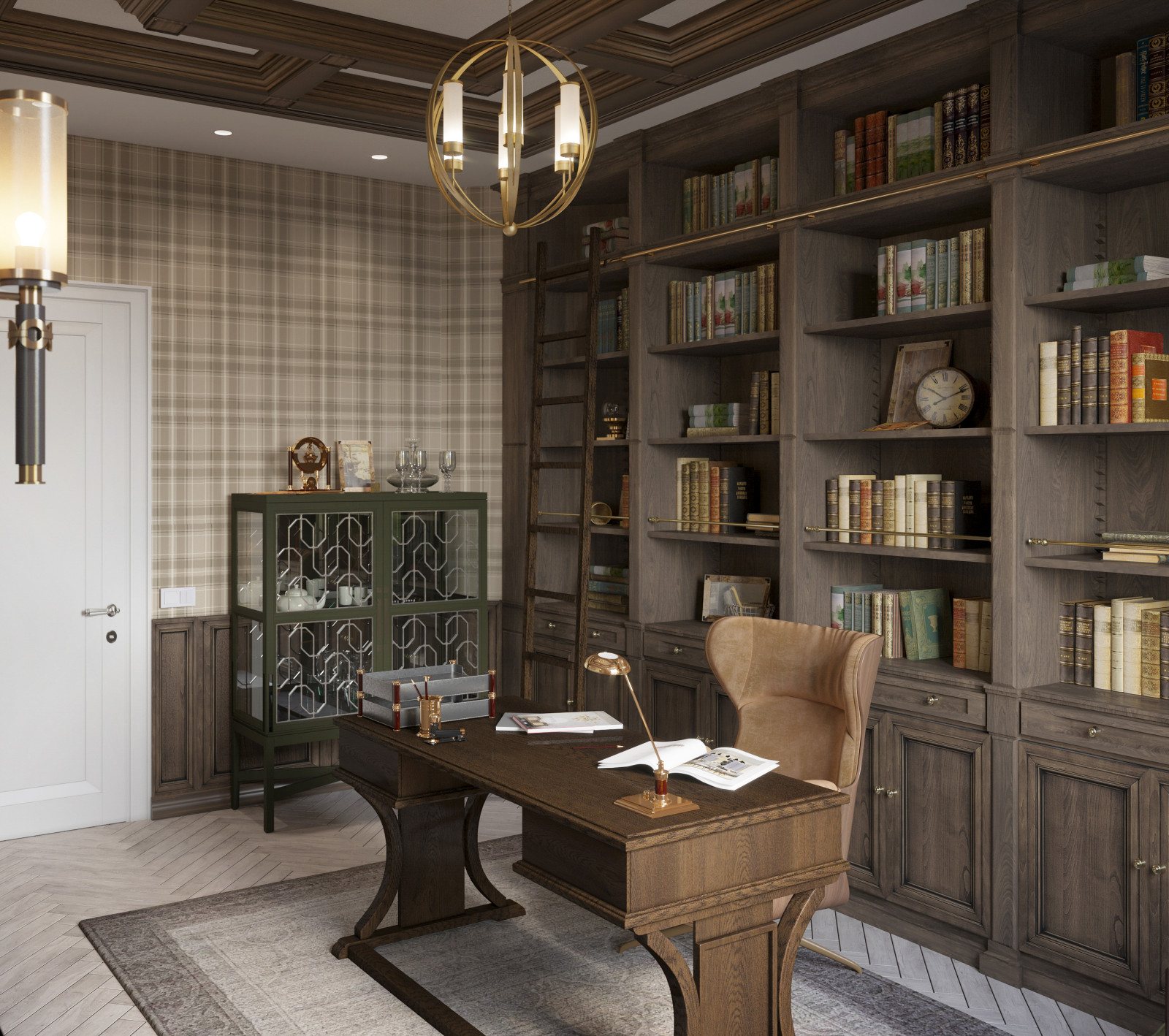 Кабинет в английском стиле в проекте "Жемчужная река"