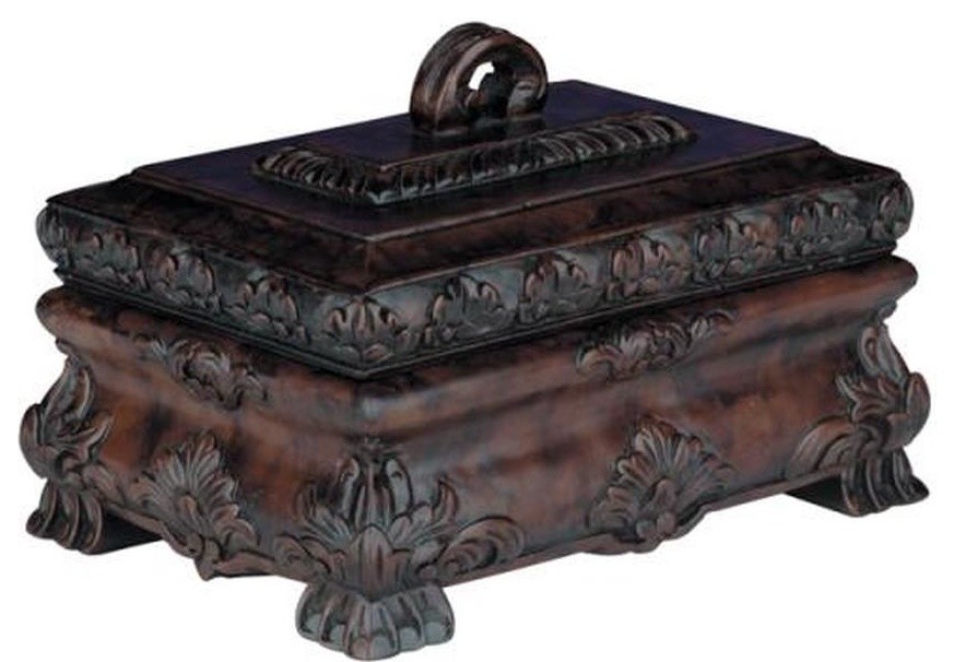 Tea Caddy Service Items TRADITIONAL Lodge Small Resin Hand-Cast