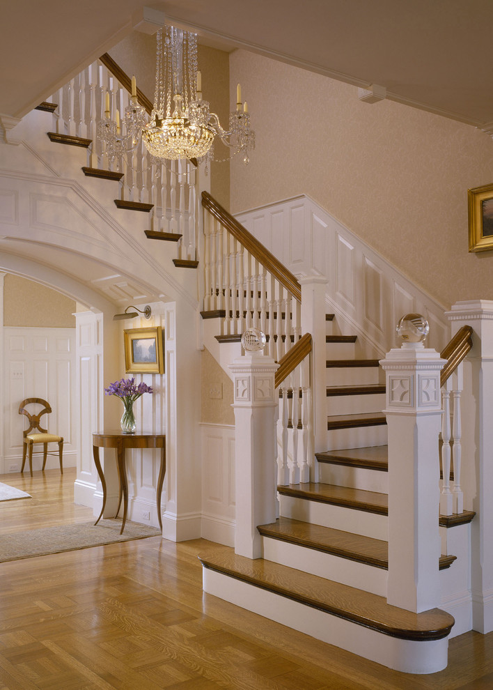 Inspiration for a traditional wood staircase in Boston.
