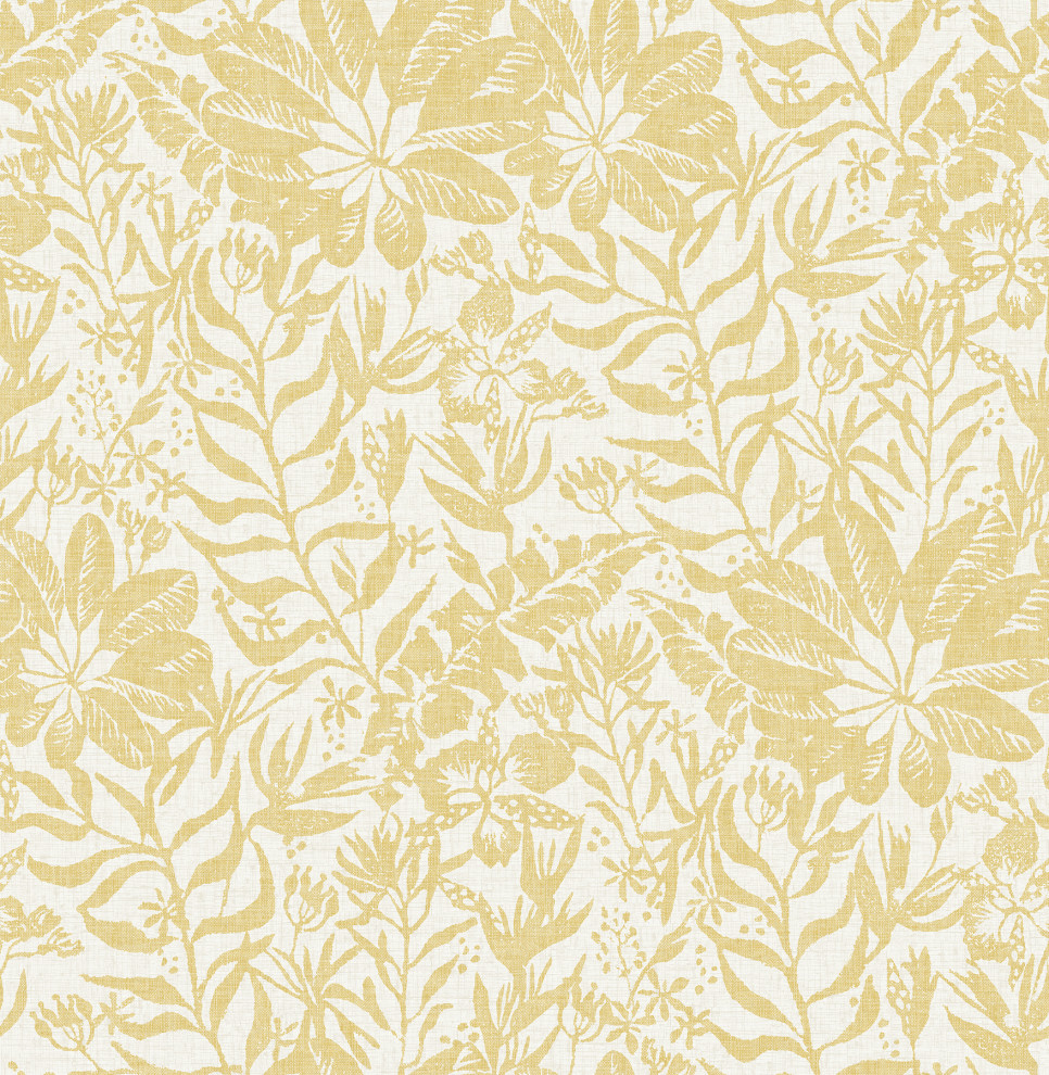 Yellow Foliole Peel and Stick Wallpaper, Swatch
