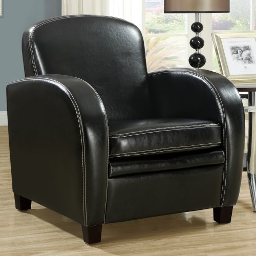 Steren Black Leather Accent Chair