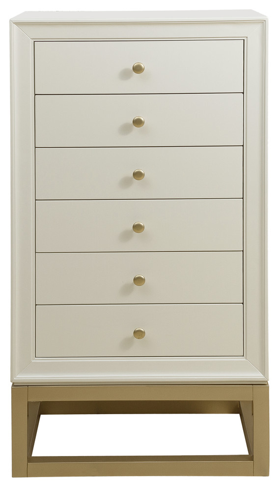 Home Fare Modern Six Drawer Jewelry Armoire In White And Gold Contemporary Armoires By Homefare Home Fare Modern Six Drawer Jewelry, Home Decorators Jewelry Armoire