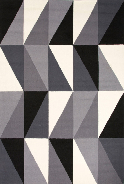 Gray/Black Right Angle Rectangle Area Rug Border Color Gray 7'6" x 9'6"
