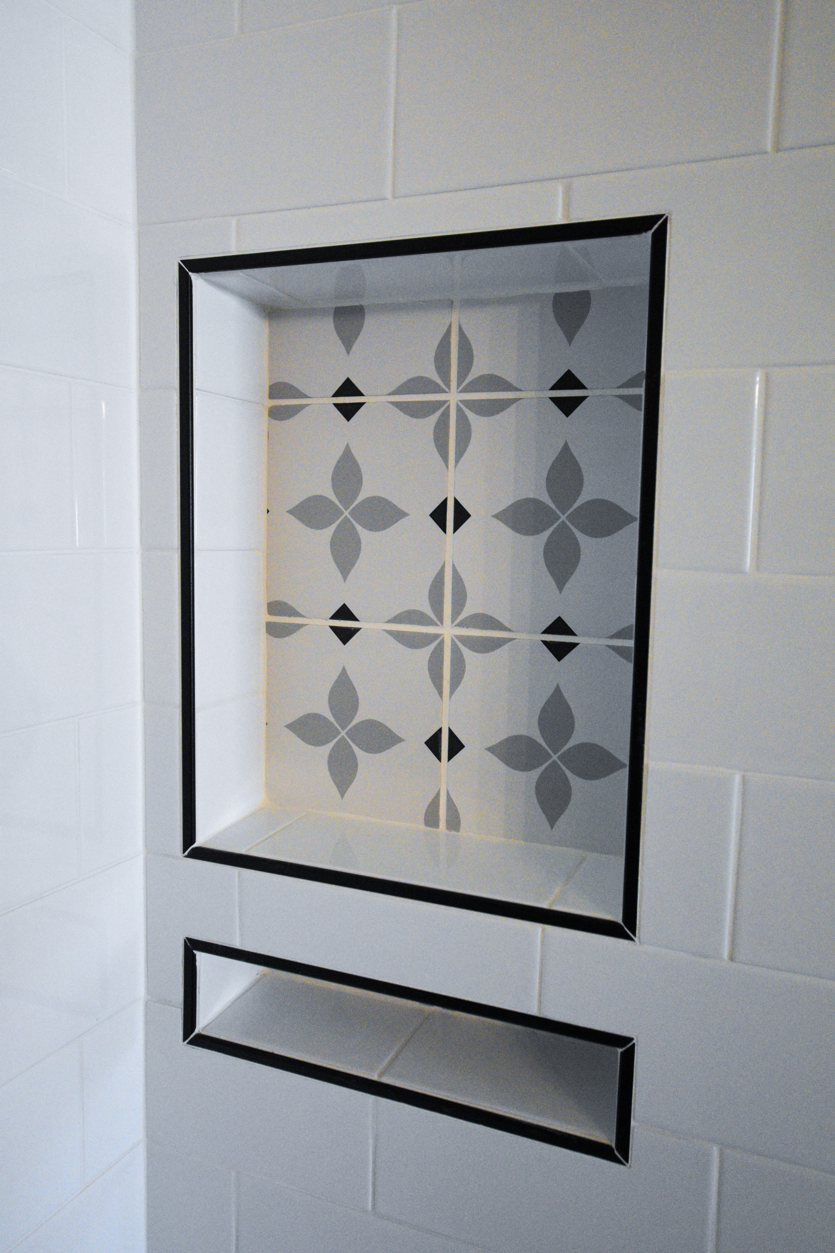White Minimalist Walk In Shower