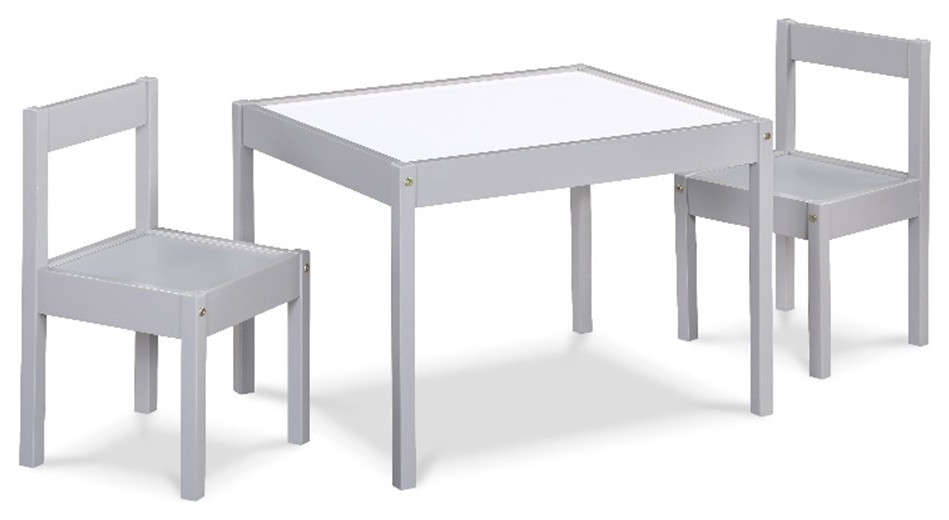 Pemberly Row 3Piece Wood Dry Erase Kids Table & Chair Set in Dark Blue