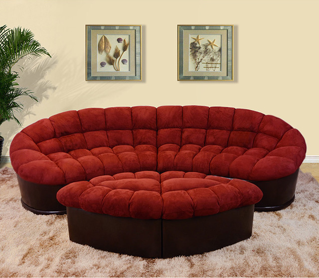 Diana 4-piece Burgundy Modern Microfiber Sofa and Ottoman Set