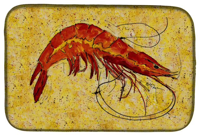 Caroline's Treasures Shrimp Dish Drying Mat, 14"x21", Multicolor