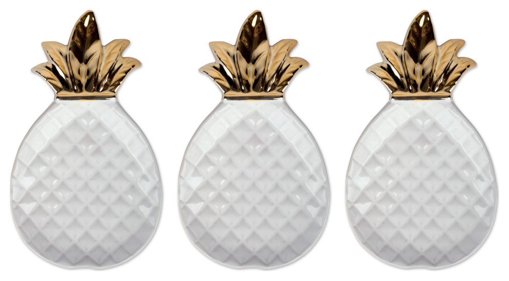 DII Gold Pineapple Plate Small, Set of 3