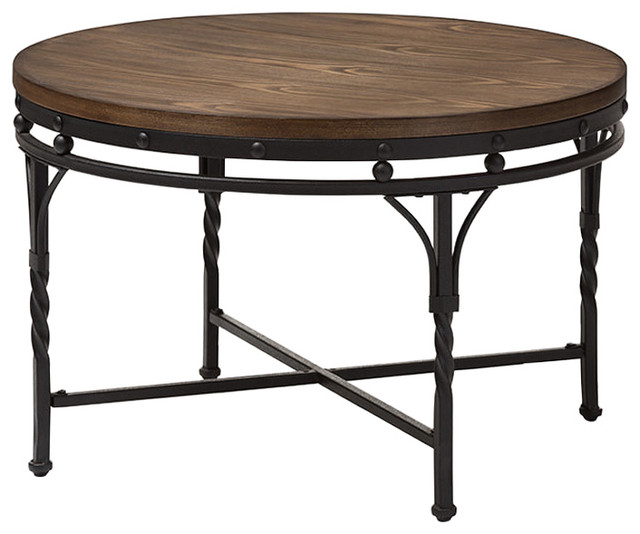 Austin Vintage Antique Bronze Round Coffee Table Mediterranean