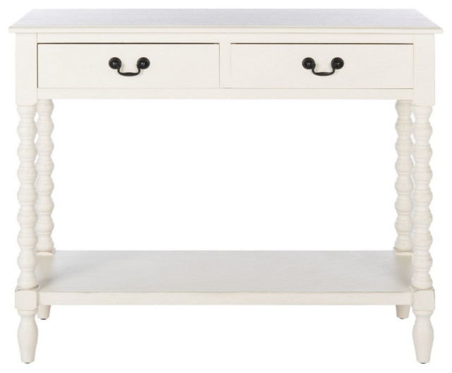 Thelma 2 Drawer Console Table Distressed White - French Country ...