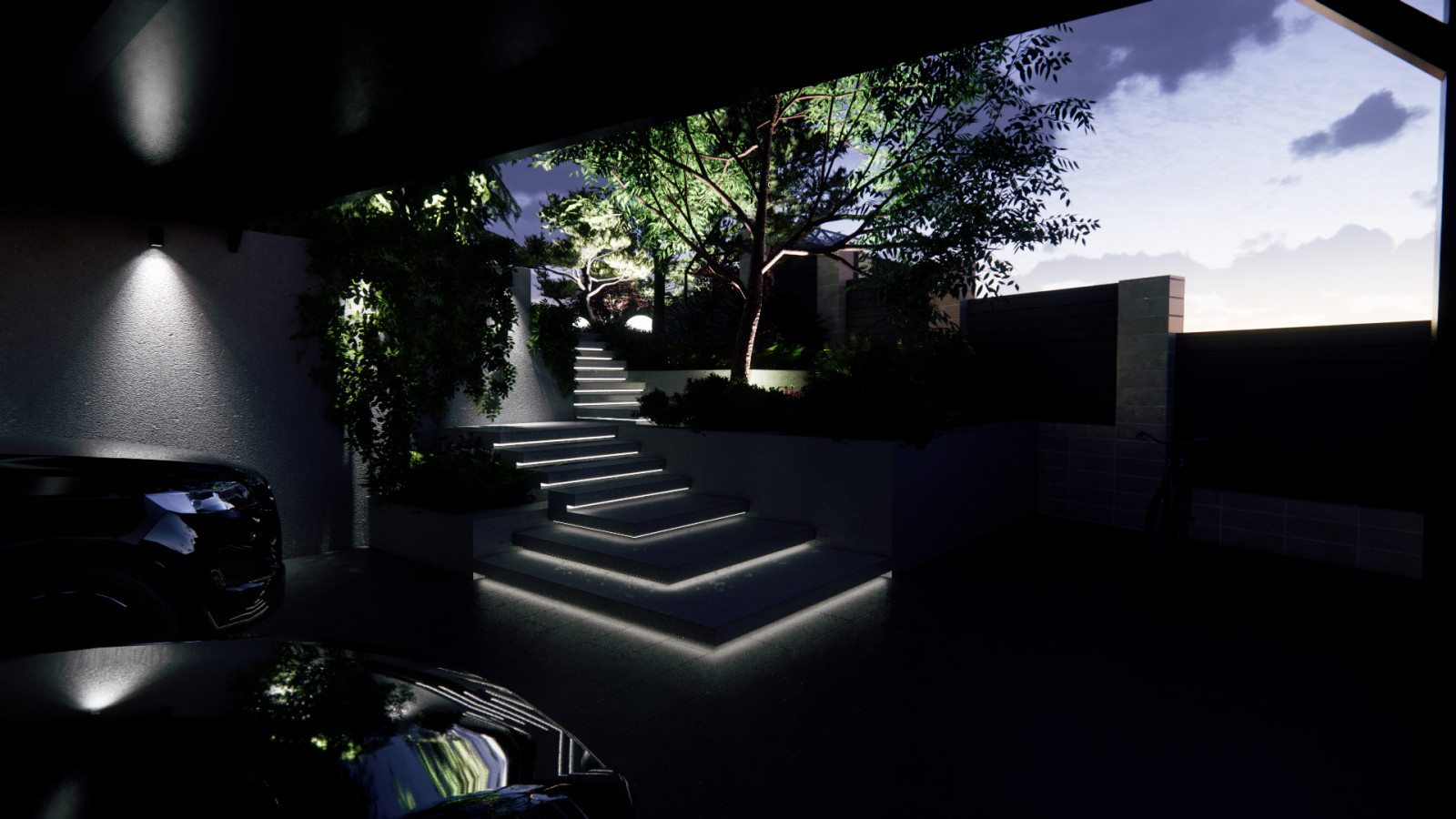 Лестница от парковки к дому