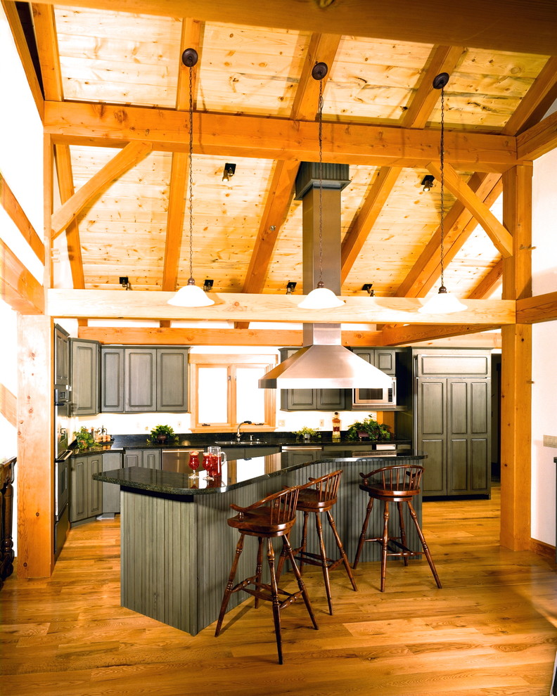 Mountain style kitchen photo in Denver