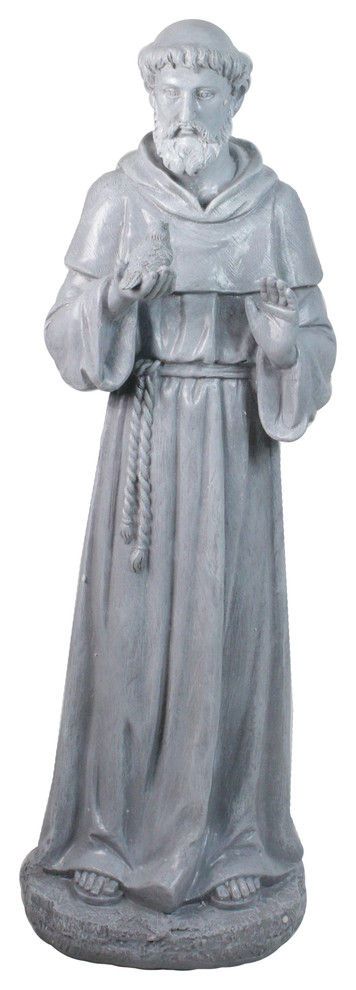 28" St. Francis Holding a Bird Outdoor Garden Statue