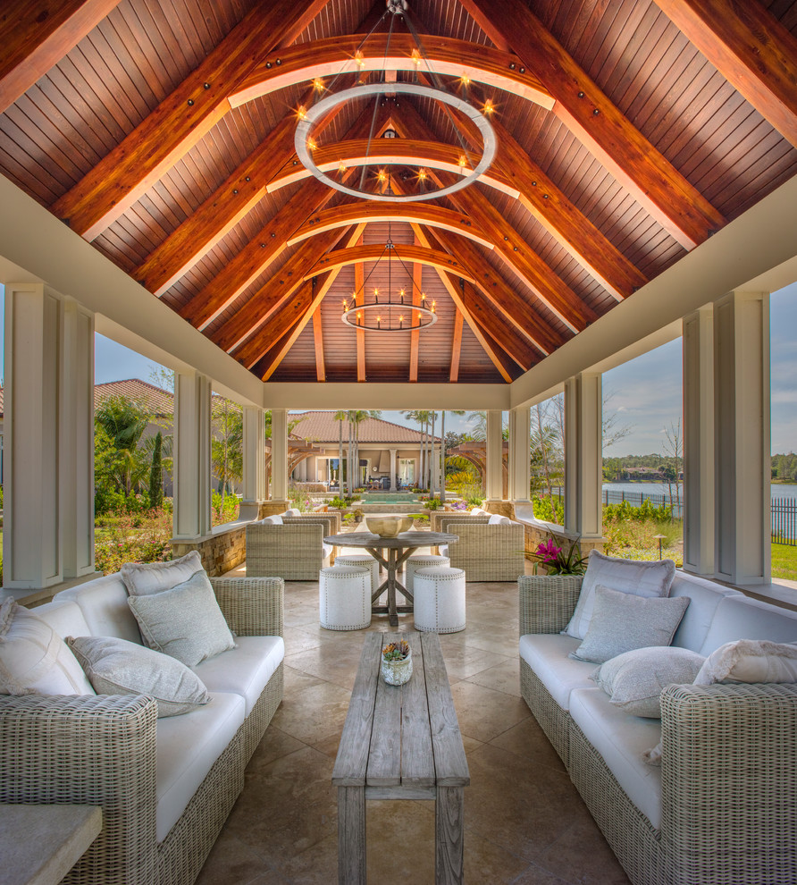 Stone Garden Tropical Patio Tampa by Synergy Building Corp.