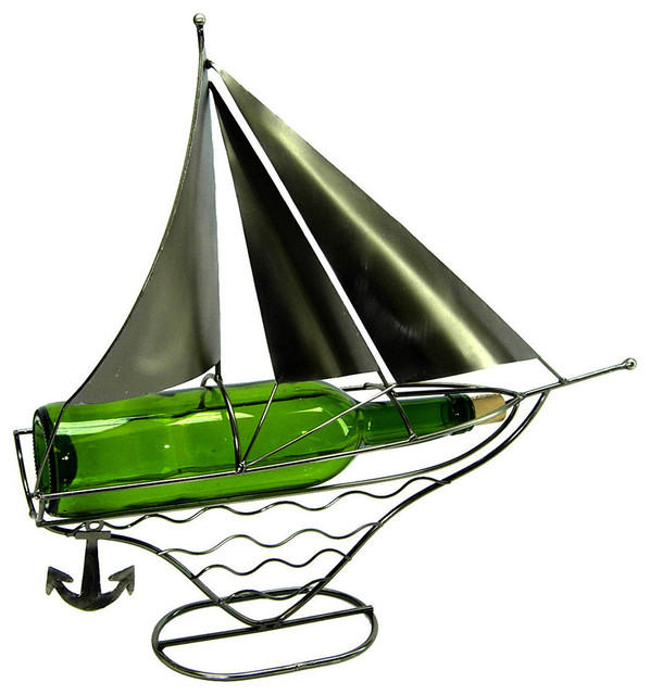 Sail Boat with Anchor Metal Wine Bottle Holder Character Beach Style