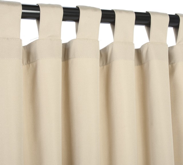 Sunbrella Dupione Laurel Tab Top Outdoor Curtains Beach Style