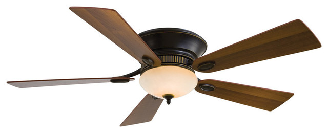 Flush Mount Ceiling Fan Dark Restoration Bronze With Rustic Scavo Glass