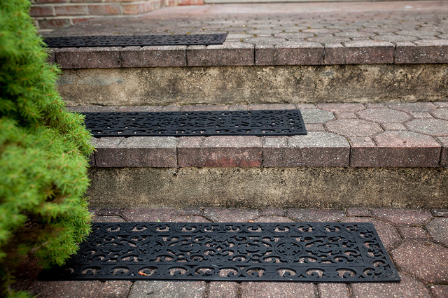 Fleur De Lys Stair Tread Recycled Rubber Doormat (Set of 3 mats)