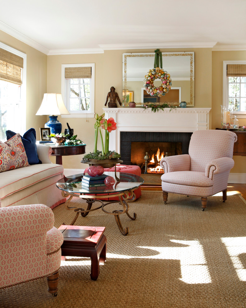 Living room - traditional living room idea in Philadelphia with beige walls