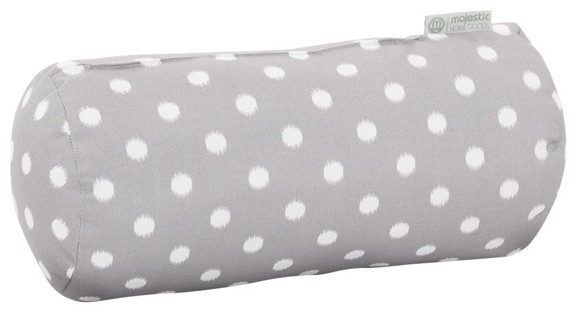 Outdoor Gray Ikat Dot Round Bolster Pillow