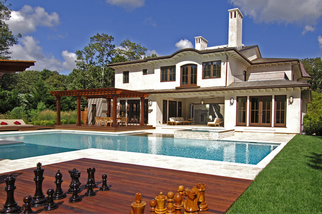 European Hampton Villa mediterranean-exterior