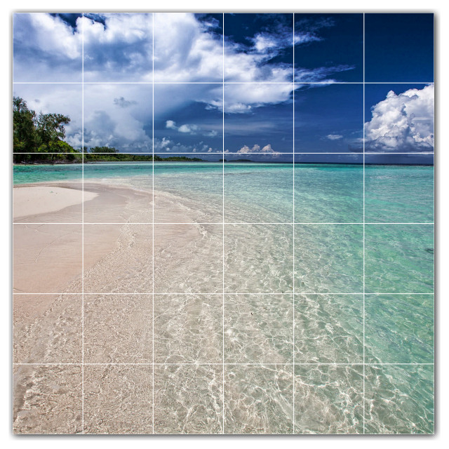Beach Ceramic Tile Wall Mural HZ500094, 36" Wide x 36" High Beach