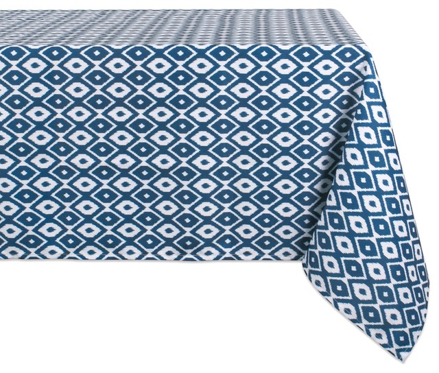 DII Blue Ikat Outdoor Tablecloth 60"x120"