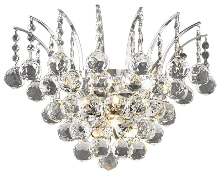 Flamingo Design 2 Light 16" Chrome Wall Sconce With Clear European Crystals