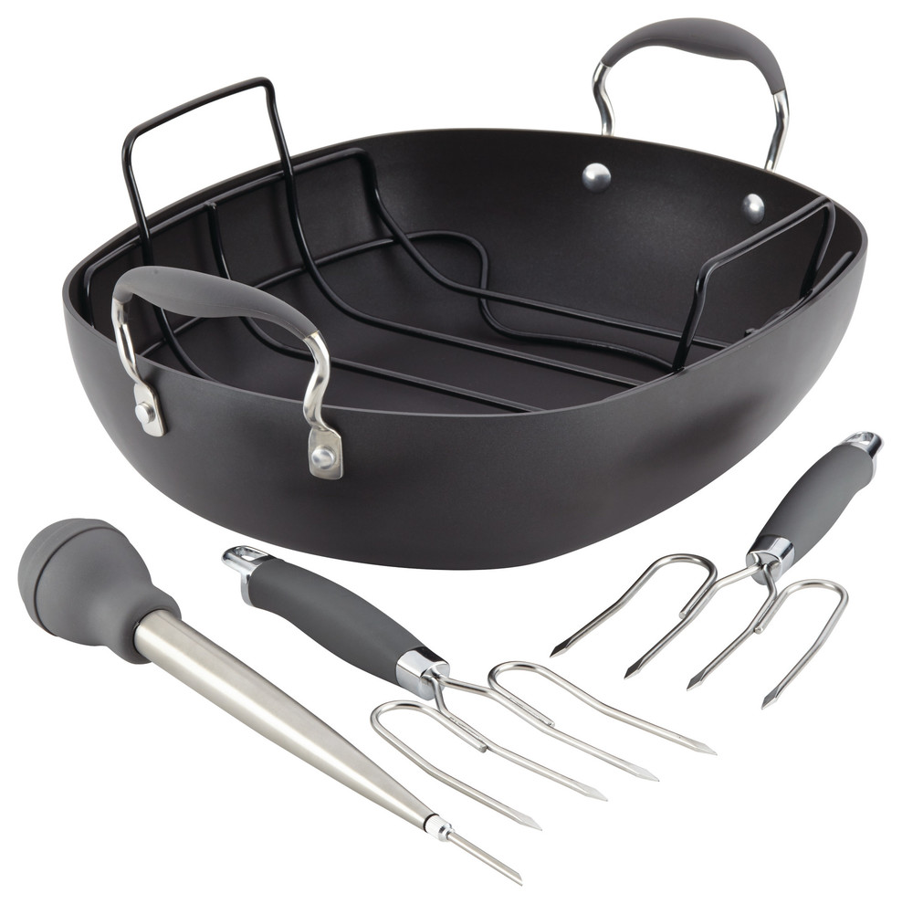 Anolon Advanced HardAnodized Nonstick Roaster Set, 16" x 13" Oval