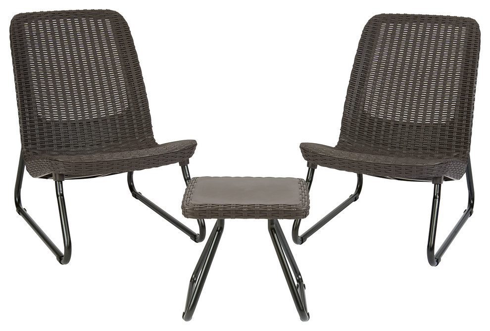 Keter Rio 3 Piece All Weather Outdoor Patio Furniture Set Tropical Outdoor Lounge Sets By Keter