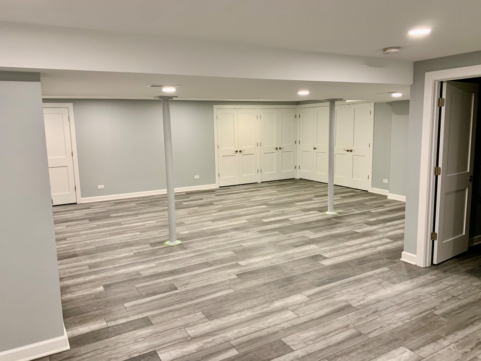 Modern Grey Basement Remodel