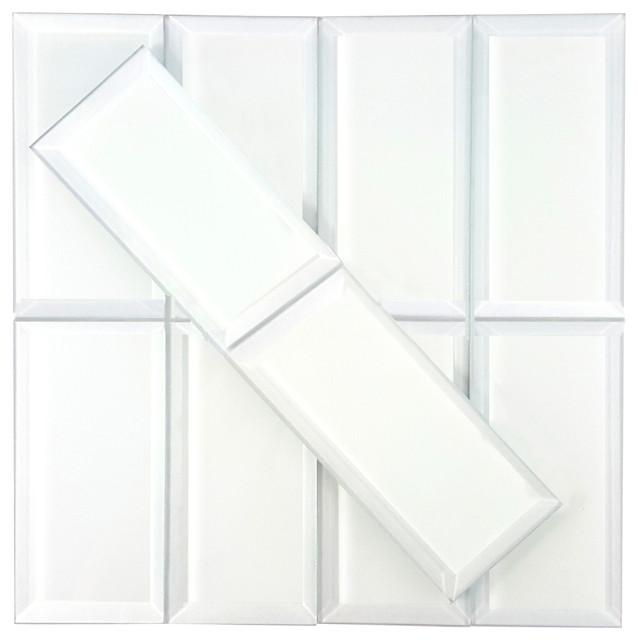 Stick 3x6 Beveled Glass Subway Tile, Subway Tile Home Depot 3×6