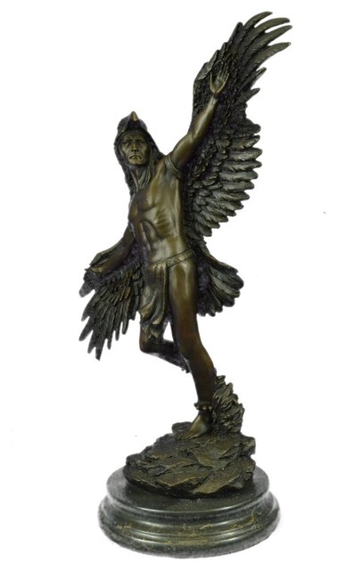 Winged Native American Indian Eagle Bird Art Legend Shaman Bronze Winged Native American Indian Eagle Bird Art Legend Shaman Bronze Marble Statue