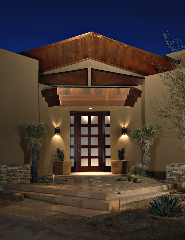 Design ideas for a contemporary entryway in Los Angeles with a single front door.