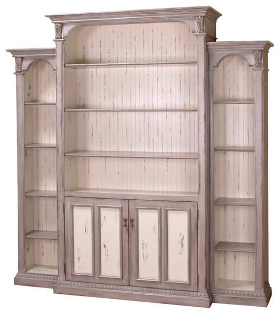 Cambridge Triple Bookcase, Dover Gray Traditional Bookcases by
