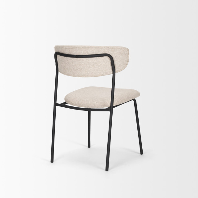 Corey Dining Chair With Oatmeal Fabric and Matte Black Metal (Set of 2 ...