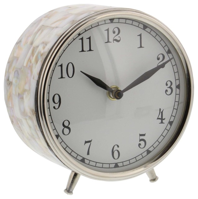 Modern Stainless Steel Round Table Clock Beach Style Desk And