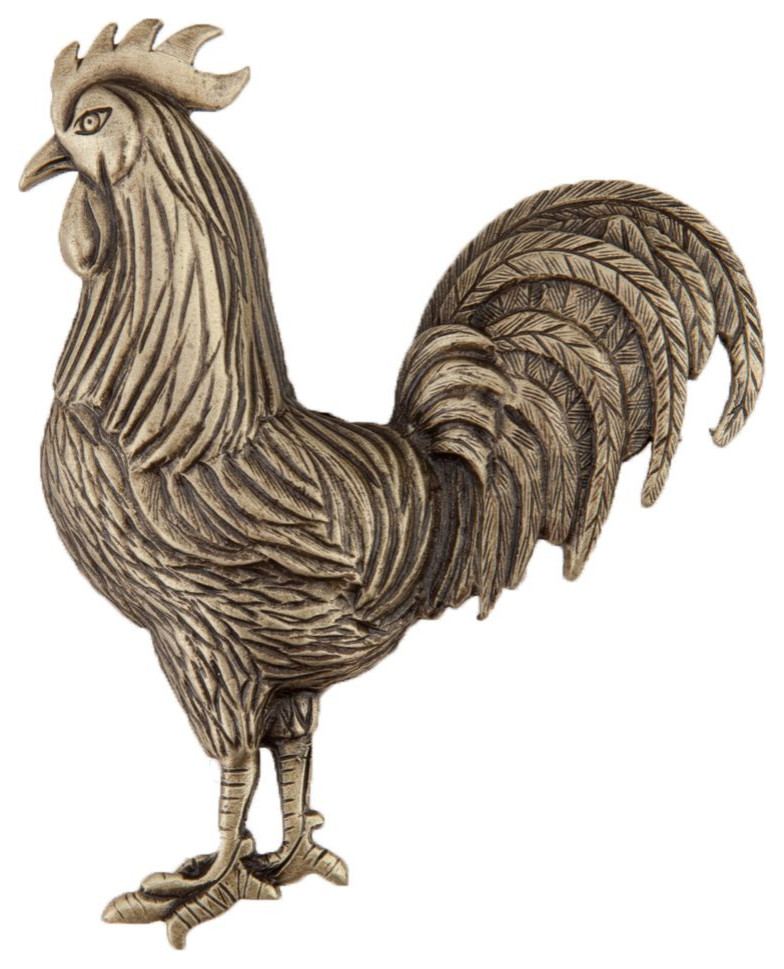 Rooster Knob, Antique Brass Farmhouse And Drawer Knobs by
