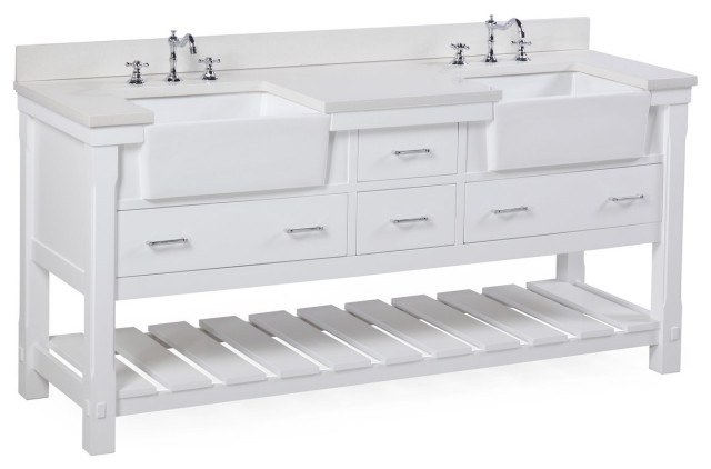 Charlotte 72 Bathroom Vanity Transitional Vanities And Sink Consoles By Kitchen Bath Collection Houzz Charlotte 72 Bathroom Vanity, Black Vanity With White Quartz Top