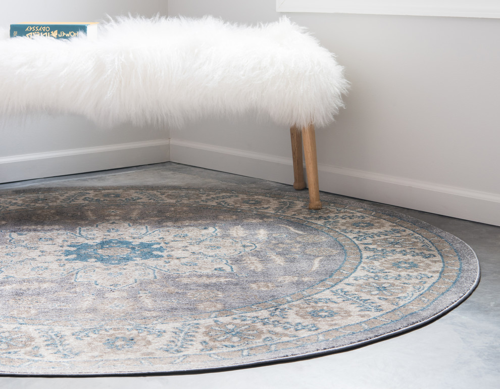 Unique Loom Altstadt Salzburg Rug, 4' Round Traditional Area Rugs