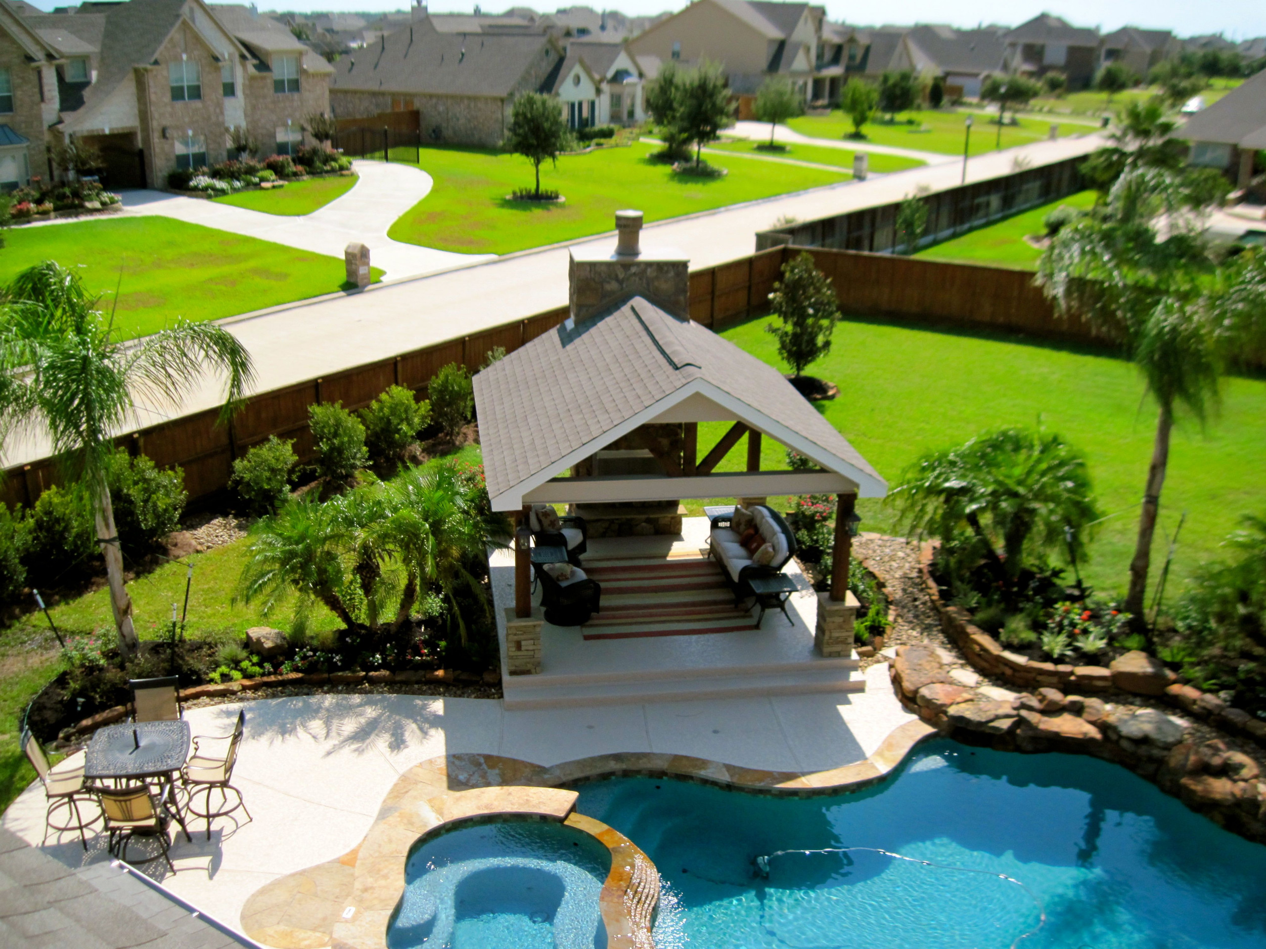 Backyard pool landscape