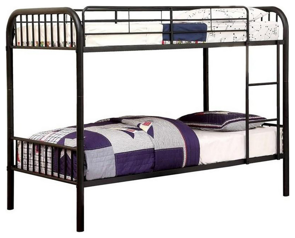 Metal Twin Bunk Bed, Black Contemporary Bunk Beds by Simple Relax